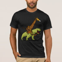 Giraffe Riding T-Rex Dinosaur Funny Animals