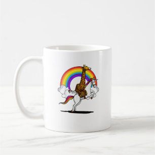 Giraffe Riding Unicorn Magical Rainbow Funny Boys Coffee Mug