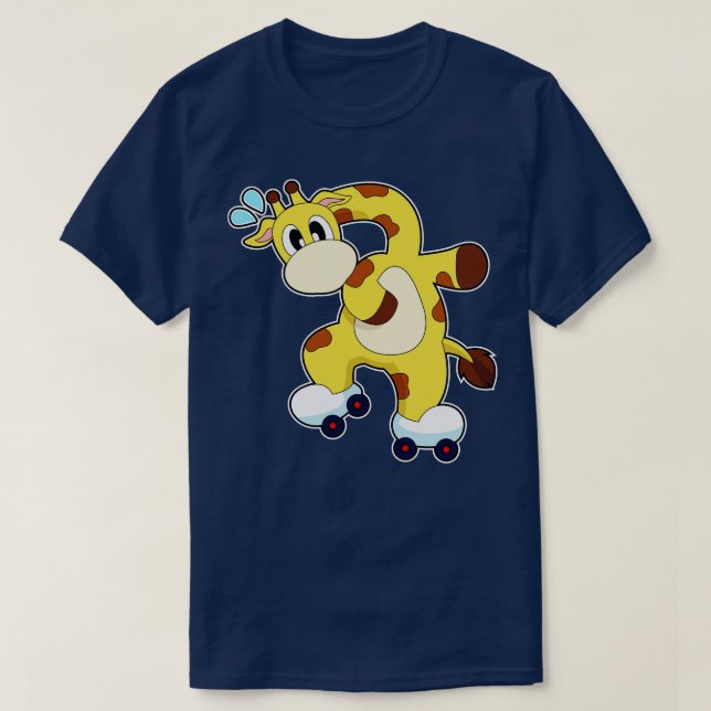 Giraffe Roller skates Inline skating T-Shirt (Design Front)