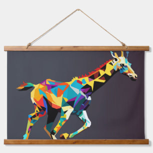 Giraffe running pop art hanging tapestry