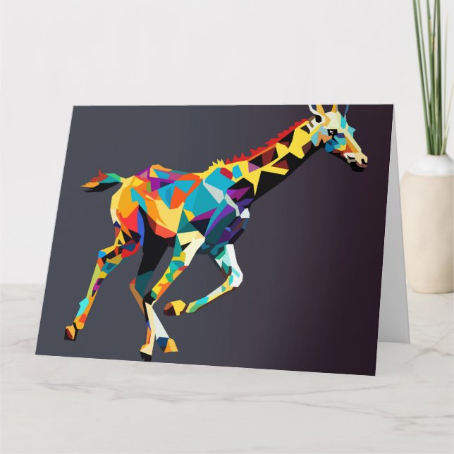  Giraffe running pop art  Thank You Card (Front)