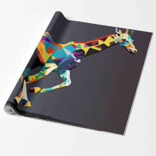 Giraffe running pop art  wrapping paper
