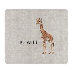 Giraffe Safari Animal Faux Linen Cutting Board