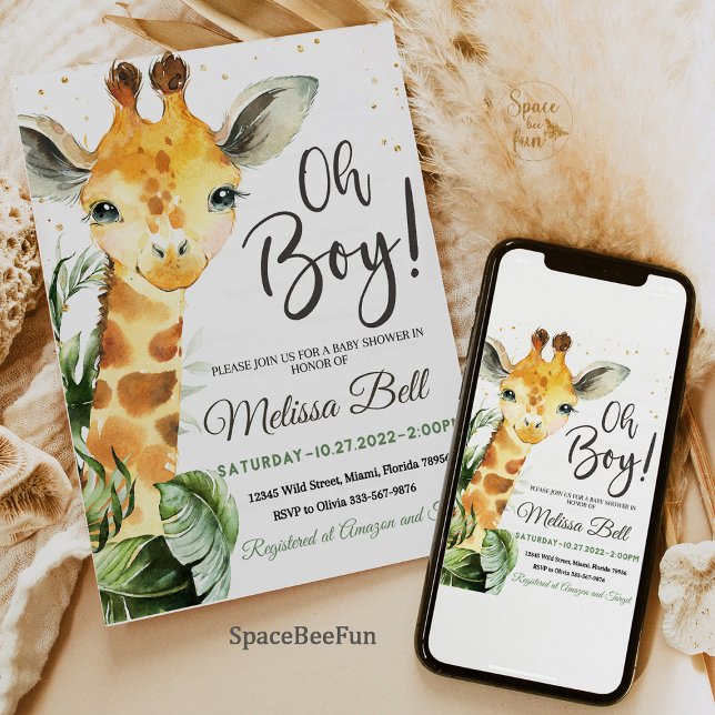 Giraffe Safari baby shower invitation Giraffe  (Safari Baby Shower, Giraffe Theme, Jungle Party, Baby Shower Decor, Wild Adventure






)