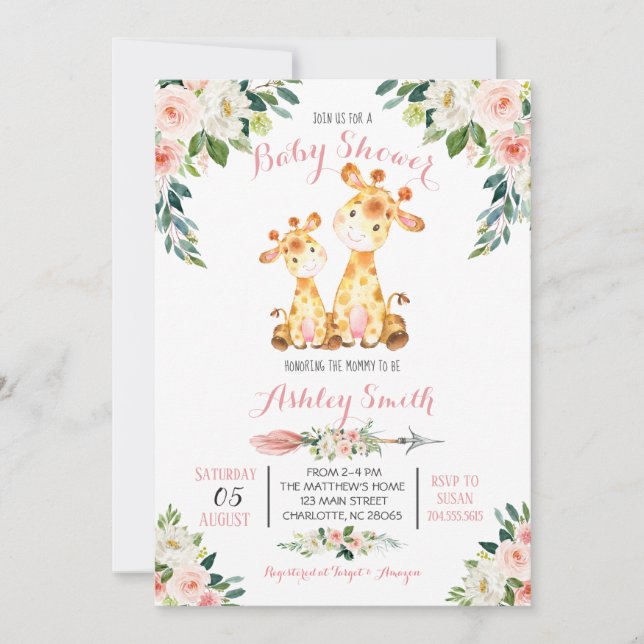 Giraffe Safari Baby Shower invitation, Invitation (Front)