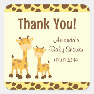 Giraffe Safari Baby Shower Thank You Square Sticker