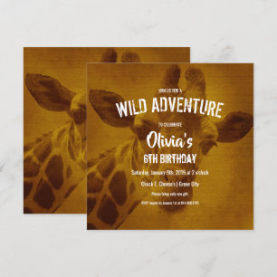 Giraffe Safari Birthday Party Invitation