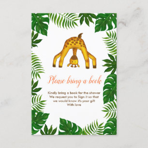 Giraffe Safari Jungle Baby Shower Bring A Book Invitation