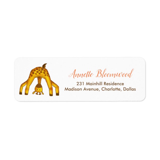 Giraffe Safari Jungle Baby Shower Return Address Label (Front)