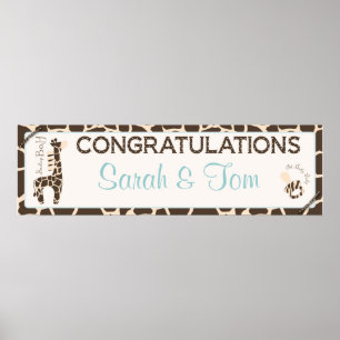 Giraffe & Safari Print Baby Shower Banner Boy