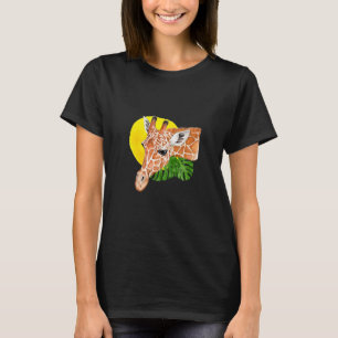 Giraffe Safari Sun With Monstera Leaves Nature T-Shirt