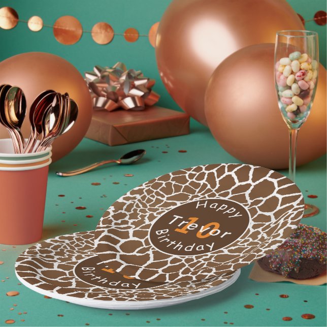 Giraffe safari themed birthday paper plate (Multi)
