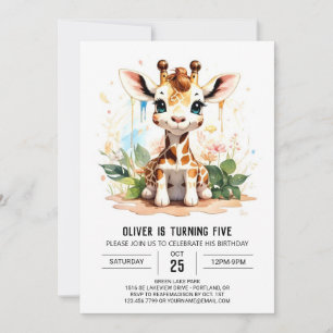 Giraffe Safari Wonders Birthday Invitation