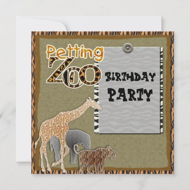 giraffe Safari Zoo Birthday Party Invitation (Front)