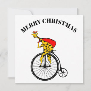 Giraffe Santa Claus Christmas Holiday Card