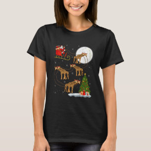 Giraffe Santa Sleigh Flying Funny Magical Christma T-Shirt