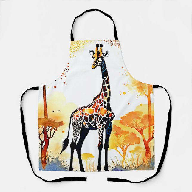 Giraffe Savannah Art Apron (Front)