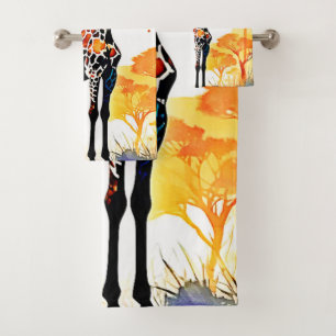 Giraffe Savannah Art Bath Towel Set