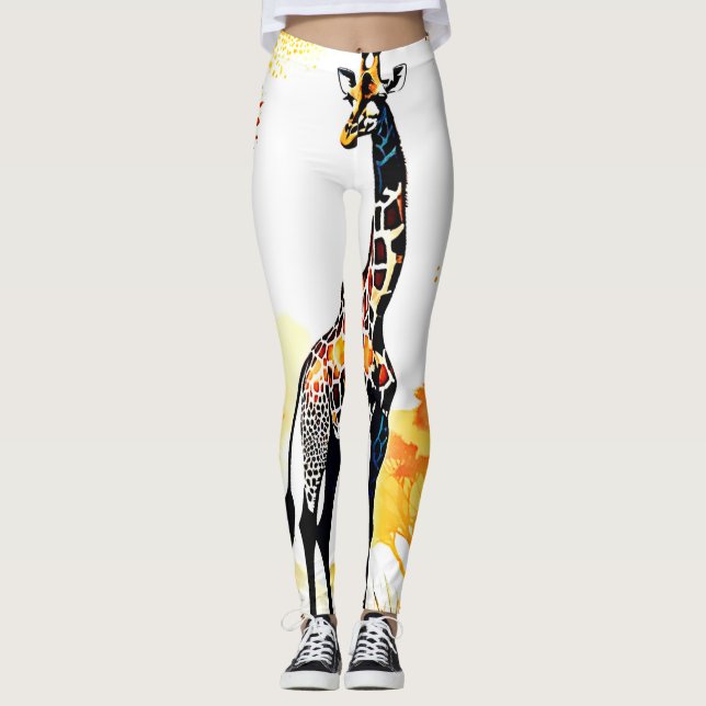 Giraffe Savannah Art Leggings (Front)