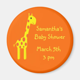 Giraffe Save The Date Baby Shower Orange & Yellow Magnet