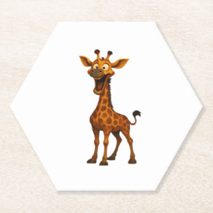 Giraffe Scare Funny Animal Motif Oversized T-Shirt Paper Coaster