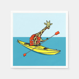 Giraffe sea kayaking napkin