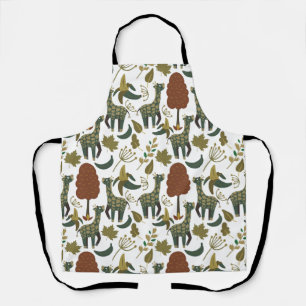 Giraffe seamless pattern colourful floral patter apron