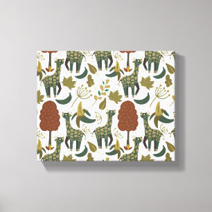 Giraffe seamless pattern colourful floral patter canvas print