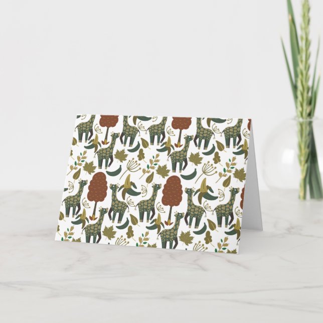 Giraffe seamless pattern | colourful floral patter card (Front)