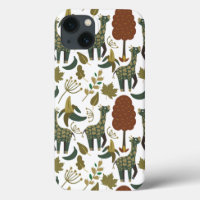 Giraffe seamless pattern | colourful floral patter
