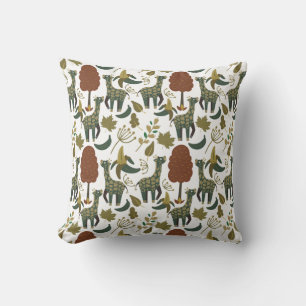 Giraffe seamless pattern   colourful floral patter cushion
