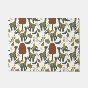 Giraffe seamless pattern   colourful floral patter doormat