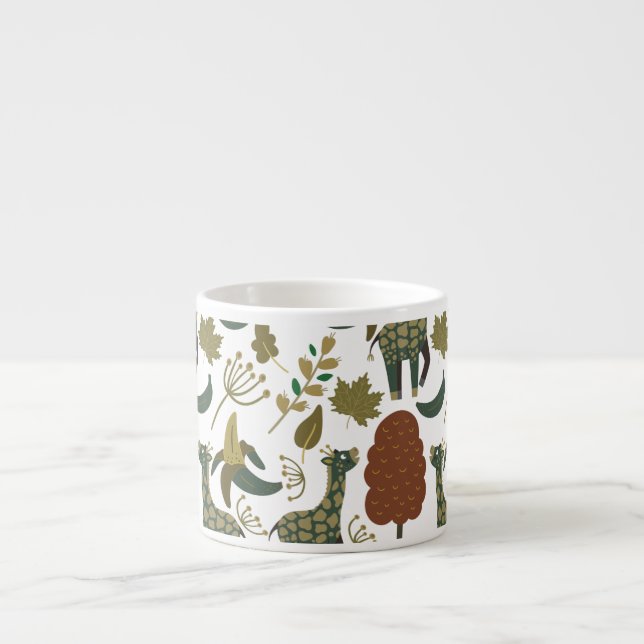 Giraffe seamless pattern | colourful floral patter espresso cup (Front)