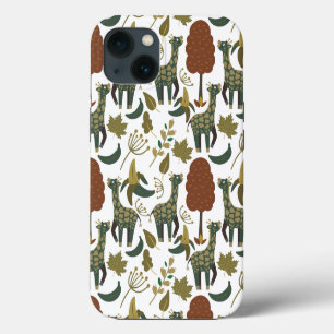Giraffe seamless pattern colourful floral patter iPhone 13 case