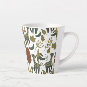 Giraffe seamless pattern colourful floral patter latte mug