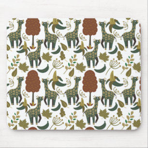 Giraffe seamless pattern colourful floral patter mouse pad