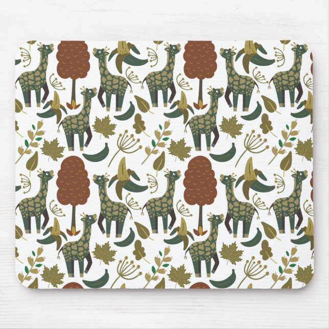 Giraffe seamless pattern | colourful floral patter mouse pad (Front)