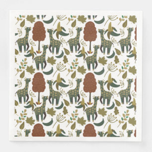 Giraffe seamless pattern   colourful floral patter napkin