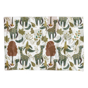 Giraffe seamless pattern colourful floral patter pillowcase