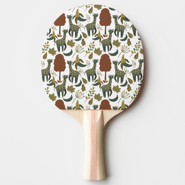 Giraffe seamless pattern | colourful floral patter ping pong paddle (Front)