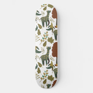 Giraffe seamless pattern   colourful floral patter skateboard