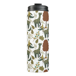 Giraffe seamless pattern   colourful floral patter thermal tumbler