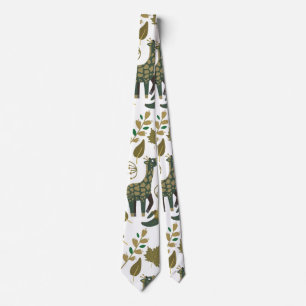 Giraffe seamless pattern   colourful floral patter tie