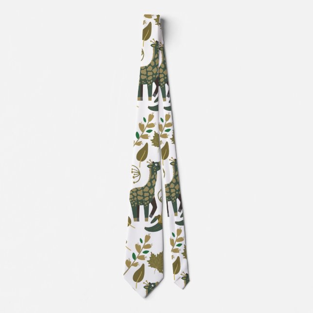 Giraffe seamless pattern | colourful floral patter tie (Front)