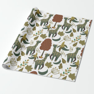 Giraffe seamless pattern   colourful floral patter wrapping paper