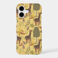 Giraffe seamless pattern yellow background