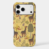 Giraffe seamless pattern yellow background