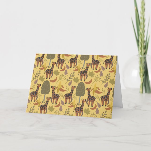 Giraffe seamless pattern yellow background card (Front)