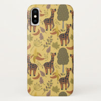 Giraffe seamless pattern yellow background
