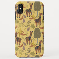 Giraffe seamless pattern yellow background